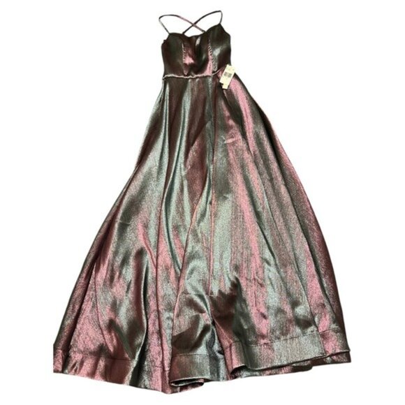 NEW Iridescent Ball Gown with Strappy Lace-Up Back Full Length Maxi Prom Dance 3 - Picture 6 of 9